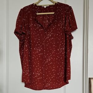 Women's Red Blouse with White Speckles